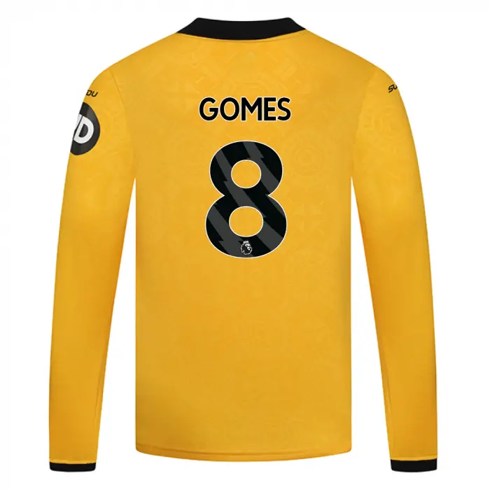 Wolverhampton Wanderers Shirt Store | 2025-26 Wolves Home Shirt – LS – Junior GOMES 8 Collection Wolverhampton Wanderers Official Gear